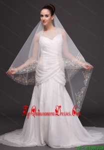 Beading Tulle Modest Bridal Veil For Wedding