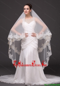 Lace Appliques Tulle Bridal Veils For Wedding