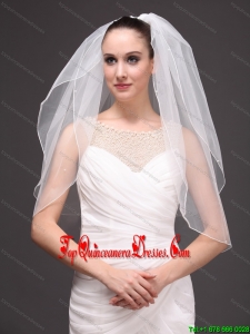 Two-tier Tulle Elbow Length Wedding Veil With Cut Edge