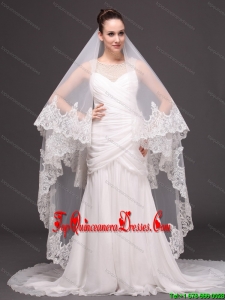 Two-tier Tulle Wedding Veil With Appliques Decorate