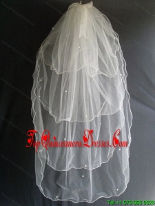 Beading Four Layers Tulle Fashionable Wedding Veil