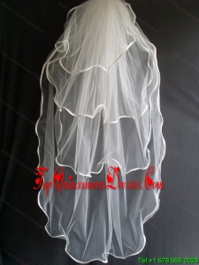 Four Layers Taffeta Ribbon Edge Tulle Wedding Veil