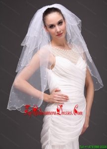 Fully Handmade Pearl Organza Bridal Veil