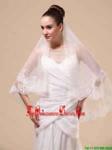 Lace Appliques Two-tier Tulle Popular Wedding Veil