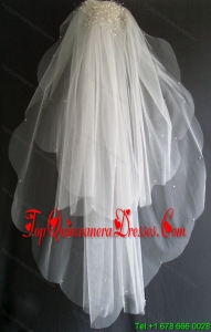 Pearl Decorate Beautiful Tulle Wedding Veil