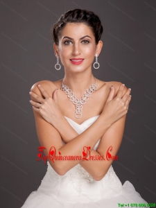 Marvelous Round Shaped Alloy Wedding Jewelry Set Including Necklace And Earrings