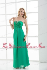 Empire Turquoise Sweetheart Floor-length BeadingDama Dresses