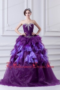 2014 Beading Multi-color Sweetheart Ball Gown Quinceanera Dress with Ruffles