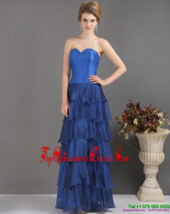 2015 Blue Sweetheart Gorgeous Prom Dresses with Ruffled Layers
