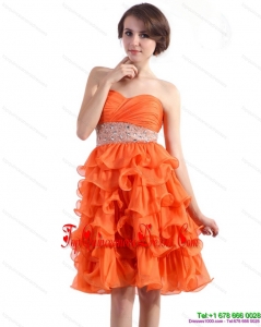 Fashionable Knee Length Damas Dresses with Rhinestones and Ruffled Layers