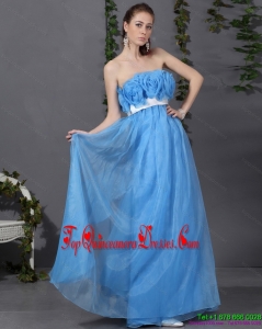 Gorgeous 2015 Long Prom Dresses with Hand Made Flowers and Sash
