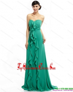 Sweep Train Gorgeous Sweetheart Ruching Prom Dresses in Turquosie