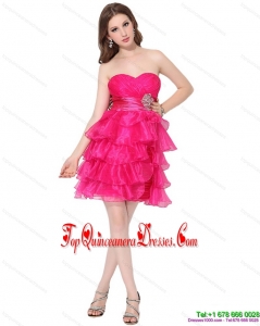 Gorgeous 2015 Sweetheart Prom Dresses with Ruffled Layers and Beading
