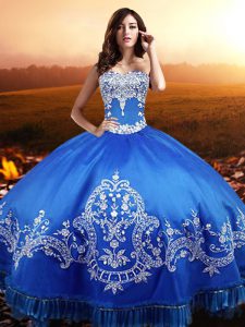 Floor Length Blue Sweet 16 Dresses Sweetheart Sleeveless Lace Up