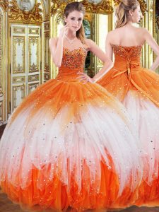 Elegant Floor Length Multi-color 15 Quinceanera Dress Sweetheart Sleeveless Lace Up