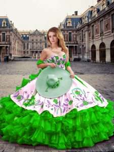 Captivating Floor Length Ball Gowns Sleeveless Green Sweet 16 Dress Lace Up