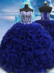 Royal Blue Sweetheart Lace Up Beading Quinceanera Gown Sleeveless