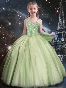 Perfect Sleeveless Tulle Lace Up Little Girl Pageant Dress for Quinceanera and Wedding Party