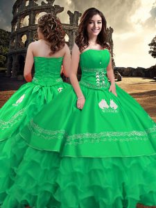 Beauteous Sleeveless Zipper Floor Length Embroidery and Ruffled Layers Ball Gown Prom Dress