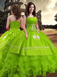 Zipper Sweet 16 Dresses Embroidery and Ruffled Layers Sleeveless Floor Length