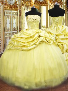 Sleeveless Beading and Pick Ups Lace Up Quinceanera Gowns