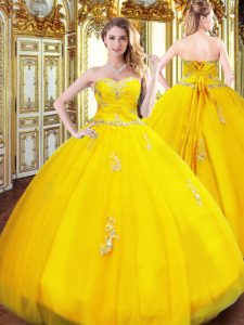 Luxury Tulle Sleeveless Floor Length Sweet 16 Quinceanera Dress and Beading and Appliques