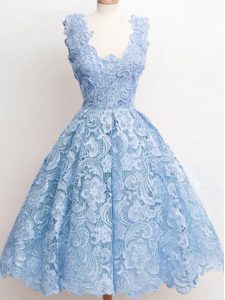 Straps Sleeveless Zipper Court Dresses for Sweet 16 Light Blue Lace