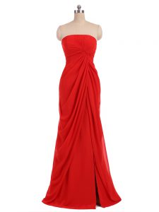 Custom Designed Floor Length Column/Sheath Sleeveless Red Dama Dress Zipper