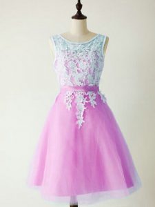 Scoop Sleeveless Tulle Court Dresses for Sweet 16 Lace Lace Up