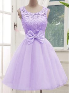 Sleeveless Lace and Bowknot Lace Up Court Dresses for Sweet 16