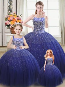 Dazzling Floor Length Ball Gowns Sleeveless Royal Blue Ball Gown Prom Dress Lace Up