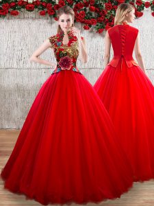 Gorgeous Organza Short Sleeves Floor Length Sweet 16 Dresses and Appliques