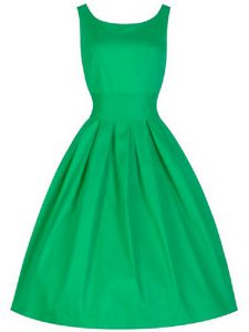 Scoop Sleeveless Dama Dress for Quinceanera Knee Length Ruching Green Taffeta