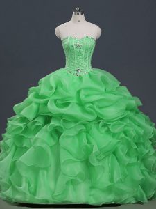 Luxury Beading and Ruffles and Pick Ups Quinceanera Dress Lace Up Sleeveless Floor Length