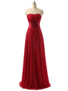 Wine Red Sweetheart Lace Up Ruching Quinceanera Court Dresses Sleeveless