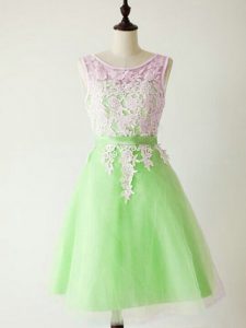 Glittering Scoop Sleeveless Tulle Dama Dress for Quinceanera Lace Lace Up