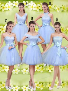 Luxurious V-neck Sleeveless Tulle Quinceanera Dama Dress Lace and Belt Lace Up