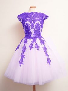 Sleeveless Lace Up Mini Length Appliques Quinceanera Court of Honor Dress