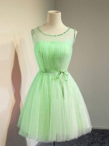 Belt Quinceanera Court of Honor Dress Lace Up Sleeveless Knee Length