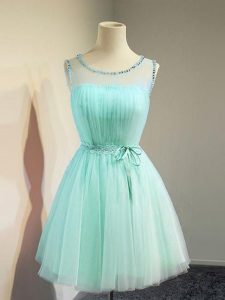 Apple Green Scoop Lace Up Belt Damas Dress Sleeveless