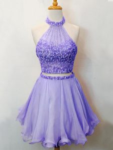 Elegant Organza Sleeveless Knee Length Court Dresses for Sweet 16 and Beading