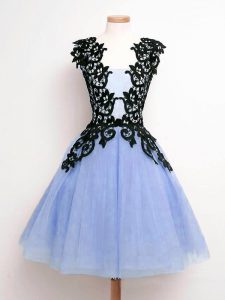 Fantastic Light Blue Straps Lace Up Lace Dama Dress for Quinceanera Sleeveless