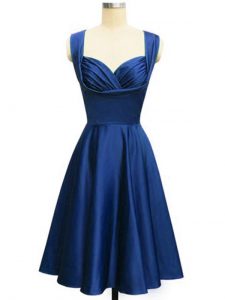 Unique Royal Blue Taffeta Lace Up Straps Sleeveless Knee Length Court Dresses for Sweet 16 Ruching