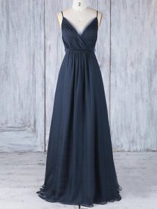 Sleeveless Backless Floor Length Ruching Vestidos de Damas