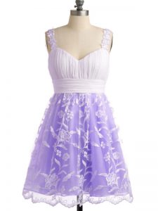 Lavender Lace Up Straps Lace Vestidos de Damas Lace Sleeveless