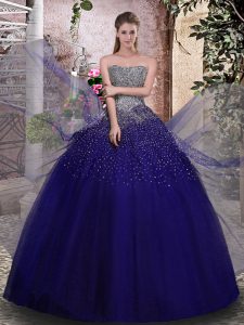 Modern Sleeveless Lace Up Floor Length Beading 15 Quinceanera Dress