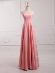 Glamorous Watermelon Red Sleeveless Chiffon Lace Up Quinceanera Court Dresses for Prom and Party and Wedding Party