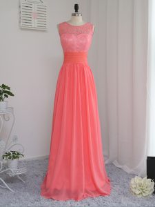 Clearance Sleeveless Zipper Floor Length Lace Vestidos de Damas