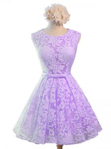 High Class Knee Length A-line Sleeveless Lavender Vestidos de Damas Lace Up