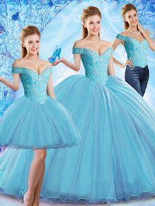 Sleeveless Sweep Train Beading Lace Up Sweet 16 Quinceanera Dress